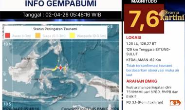 Gempa Magnitudo 7,3 Guncang Sulawesi Utara, Getaran Kuat Terasa hingga Gorontalo